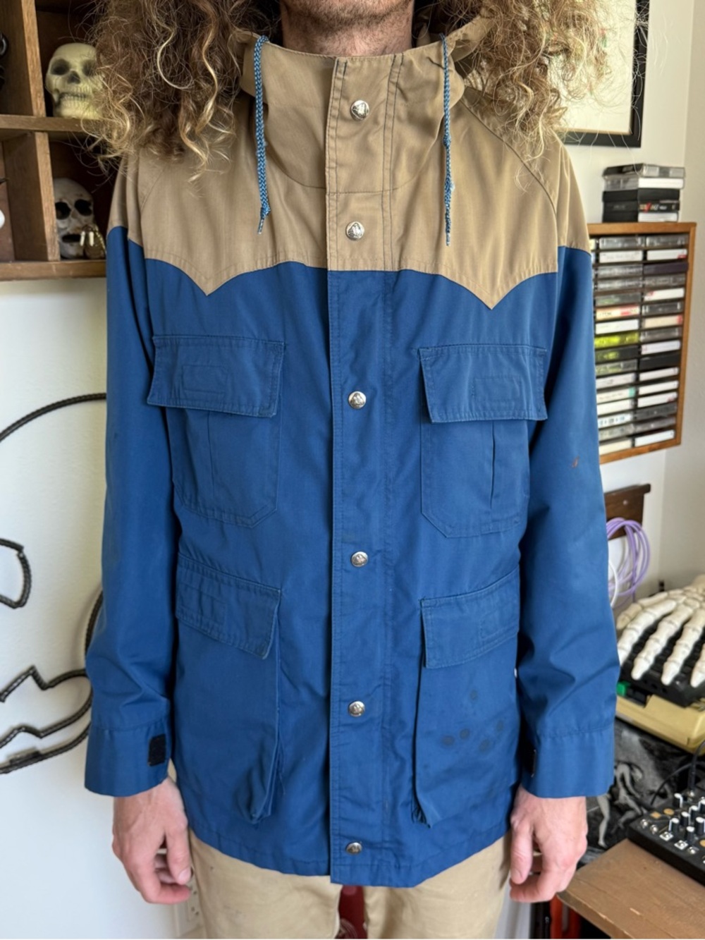 Vintage 70s Pacific Trail Two Tone Hooded Leightweight Jacket ~ Size Small